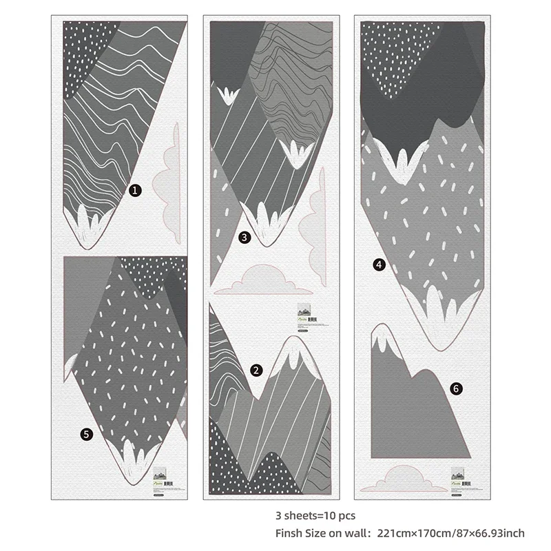 Boho Grey Mountains Wallpaper  - огляд і ціна Baby Nursery Mural Wallpaper