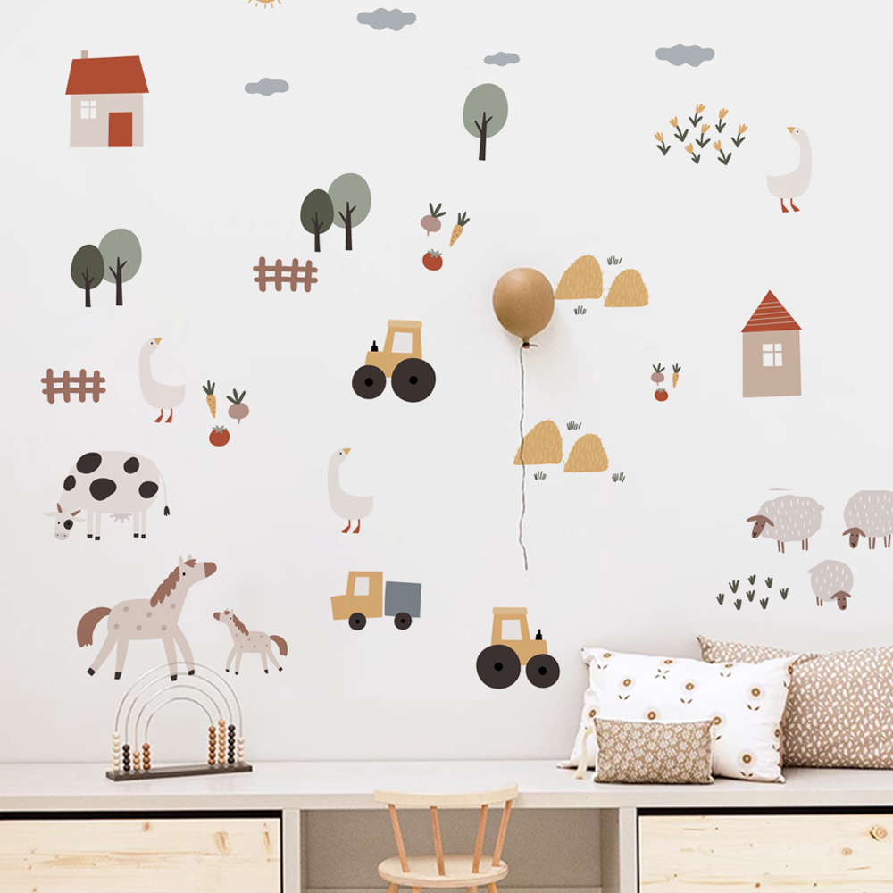 Boho Cartoon Cute Cows Farm An - огляд і ціна Baby Nursery Design