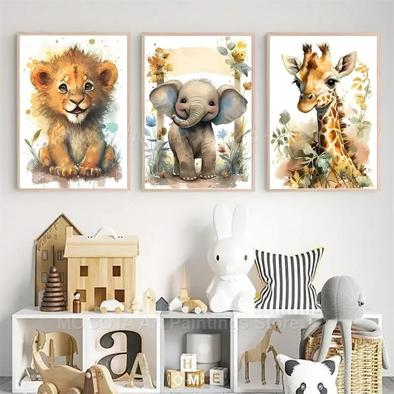 Watercolor Lion Giraffe Tiger  - огляд і ціна Baby Nursery Giraffe