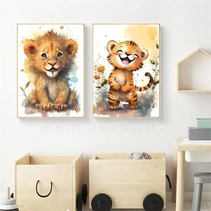 Watercolor Lion Giraffe Tiger  - огляд і ціна Baby Nursery Giraffe