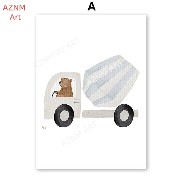 Cute Boho Bear Crane Excavator - огляд і ціна Baby Nursery Posters