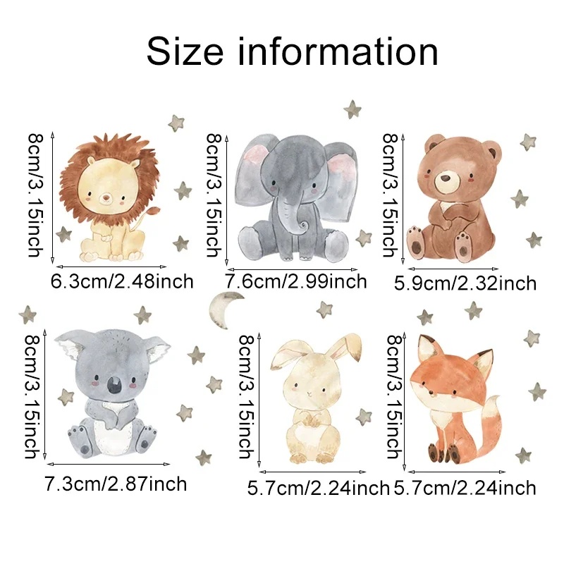 6pcs/set Cartoon Animals Wall  - огляд і ціна Baby Nursery Water