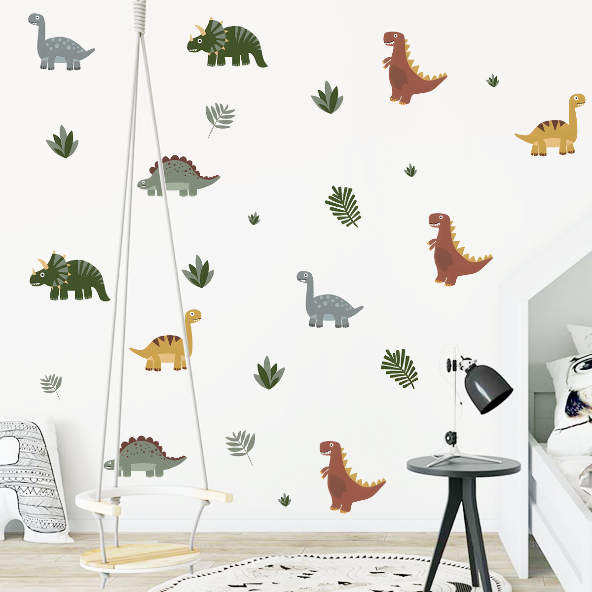 Cartoon Cute Dinosaur Leaf Ani - огляд і ціна Baby Nursery Wall Stickers