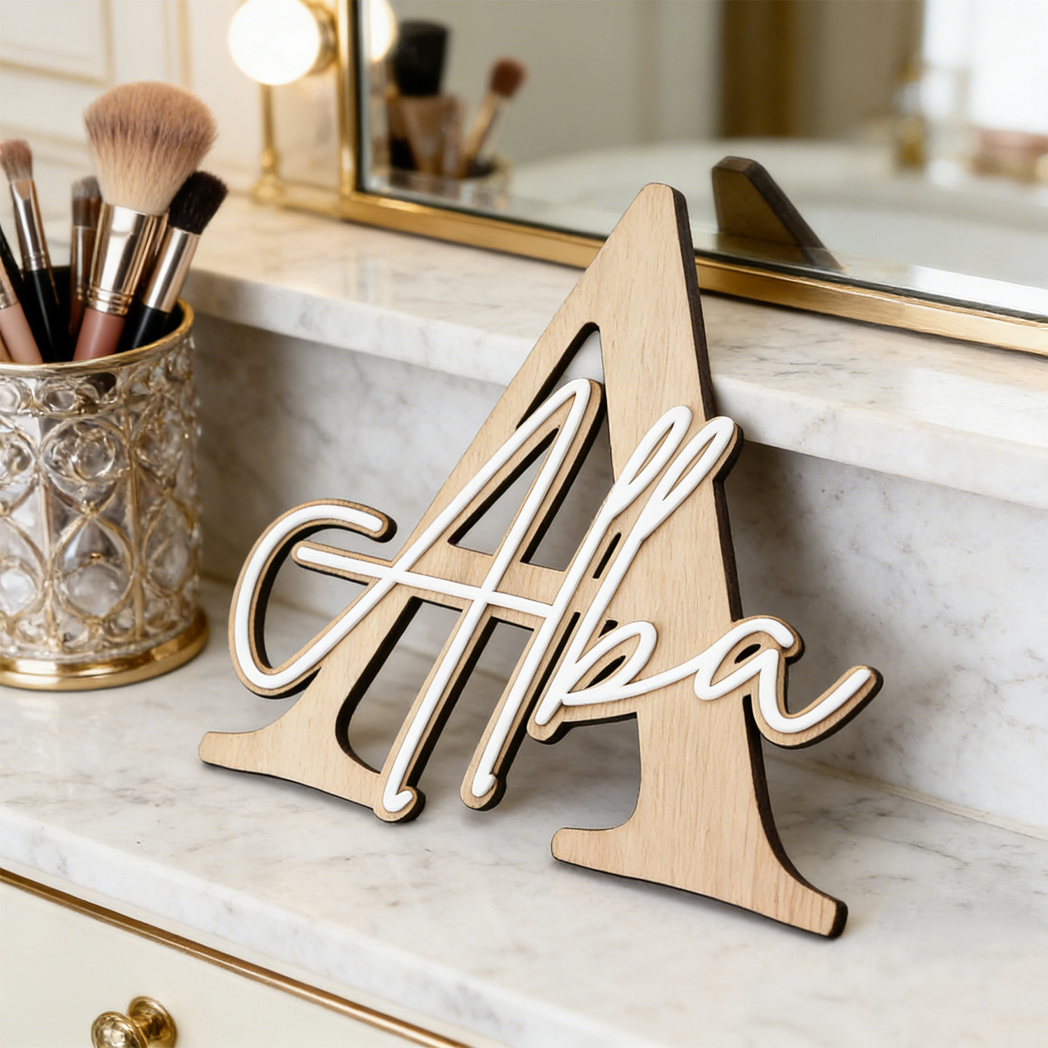 1pc Double-layer Wooden Name D - огляд і ціна Baby Nursery Ornaments