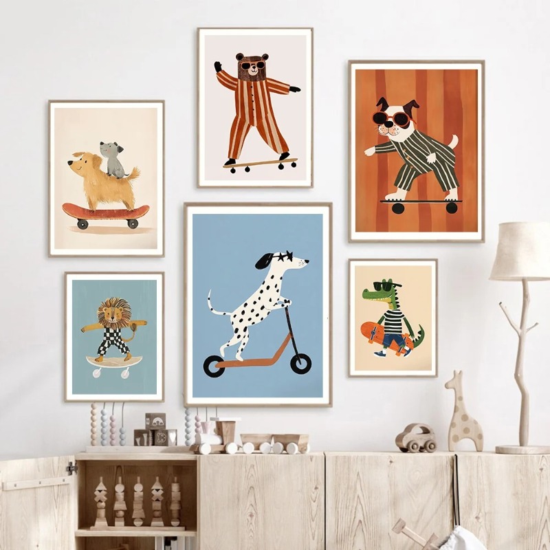 1pc frameless Funny Animals Ra - огляд і ціна Baby Nursery Posters