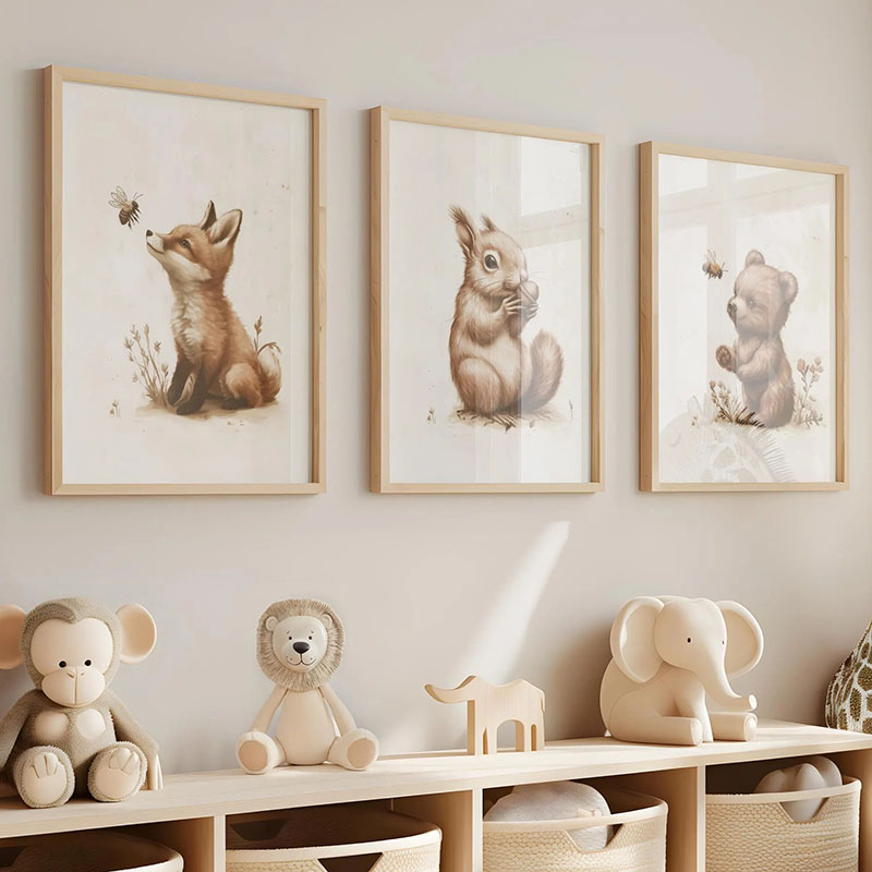 Bear Rabbit Fox Deer Squirrel  - огляд і ціна Baby Nursery Posters