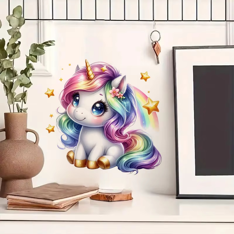 Cute Rainbow Unicorn Wall Stic - огляд і ціна Baby Nursery Mural Wallpaper