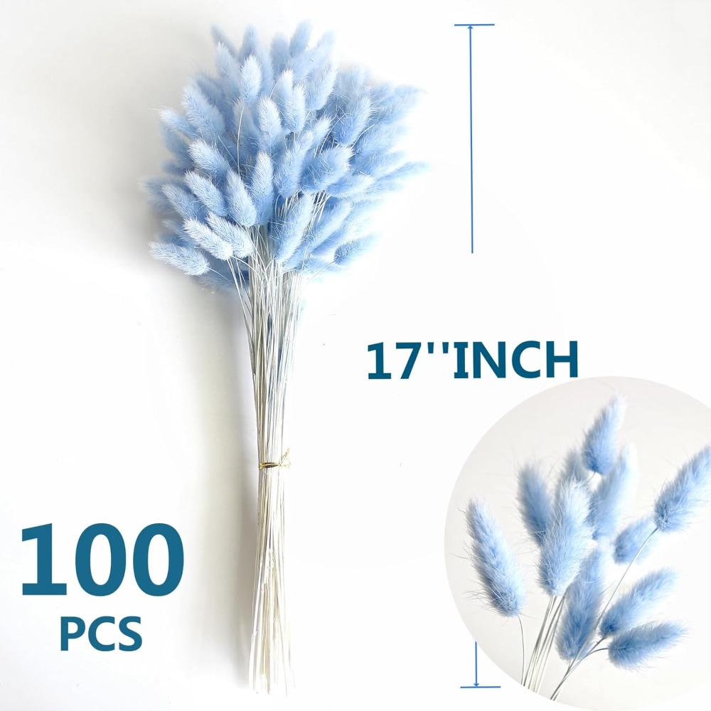 100PCS Blue Hare's-tail Grass  - огляд і ціна Baby Nursery Ornaments