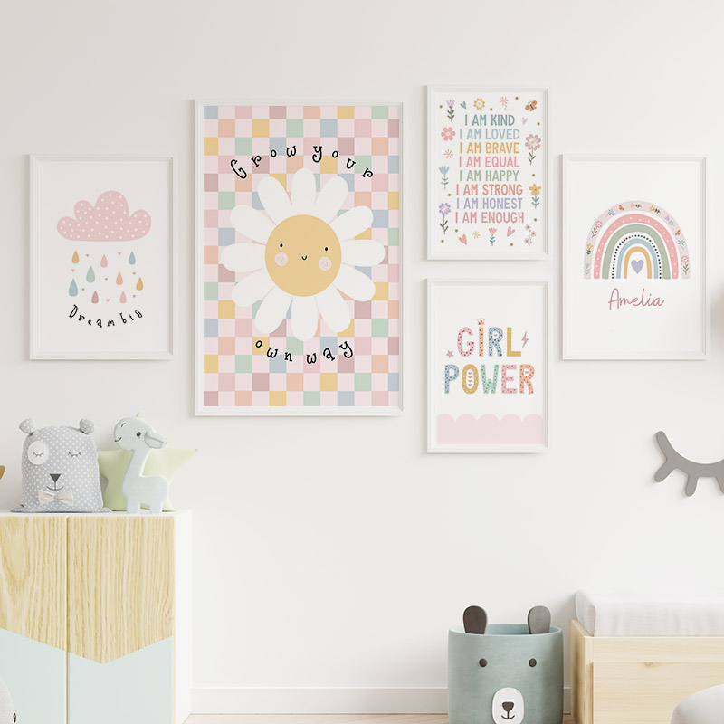Sun Flower Rainbow Cloud Heart - огляд і ціна Baby Nursery Posters