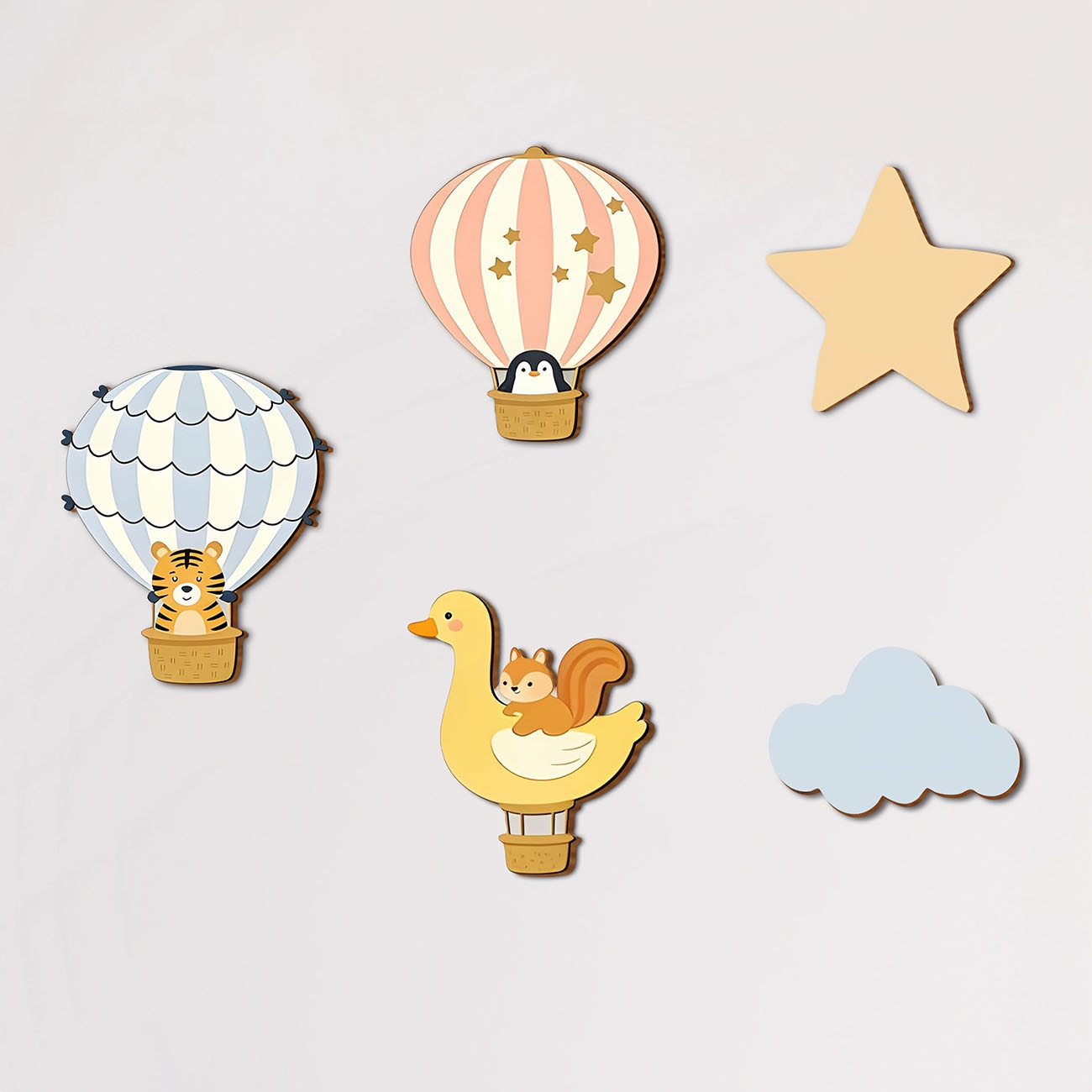 5Pcs Animal Hot Air Balloon Wo - огляд і ціна Baby Nursery Wall Stickers